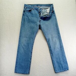 Levi's 501 Mens Jeans Medium Wash Button Fly Straight Leg Denim Pants W36 L32